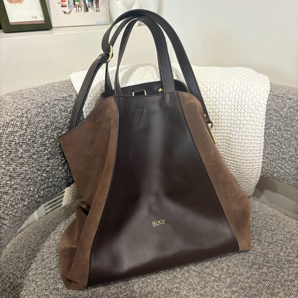 BUKVY Brown leather convertible tote /backpack - Picture 2 of 8